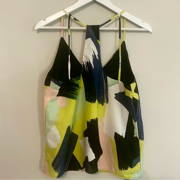 BANANA REPUBLIC Geometric Abstract T-Back Dressy Tank Top - Yellow Black Size S - Picture 5 of 8